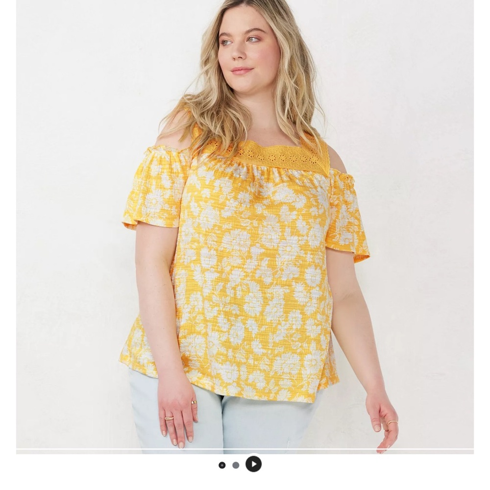 Yellow Floral Off-Shoulder Top